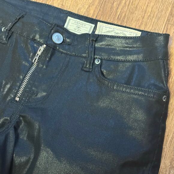 All Saints Petrel Ashby Low Rise Skinny Coated Black Faux Leather Jeans Size 27 - Picture 7 of 14